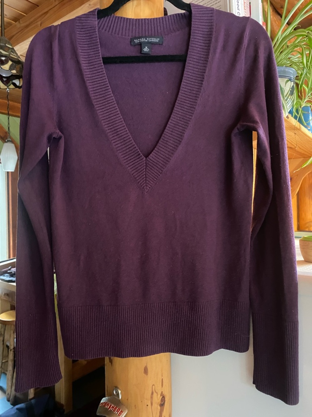 Banana Republic Plum V-Neck Sweater